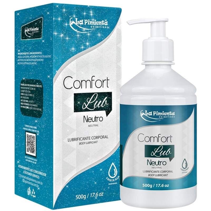 Lubrificante Comfort Lub Neutro 500g La Pimienta — frasco de gel lubrificante à base de água tamanho família
