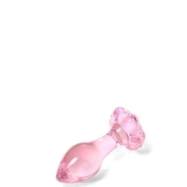 Plug Anal em Vidro com Base Formato Flor 9,7cm x 3,5cm