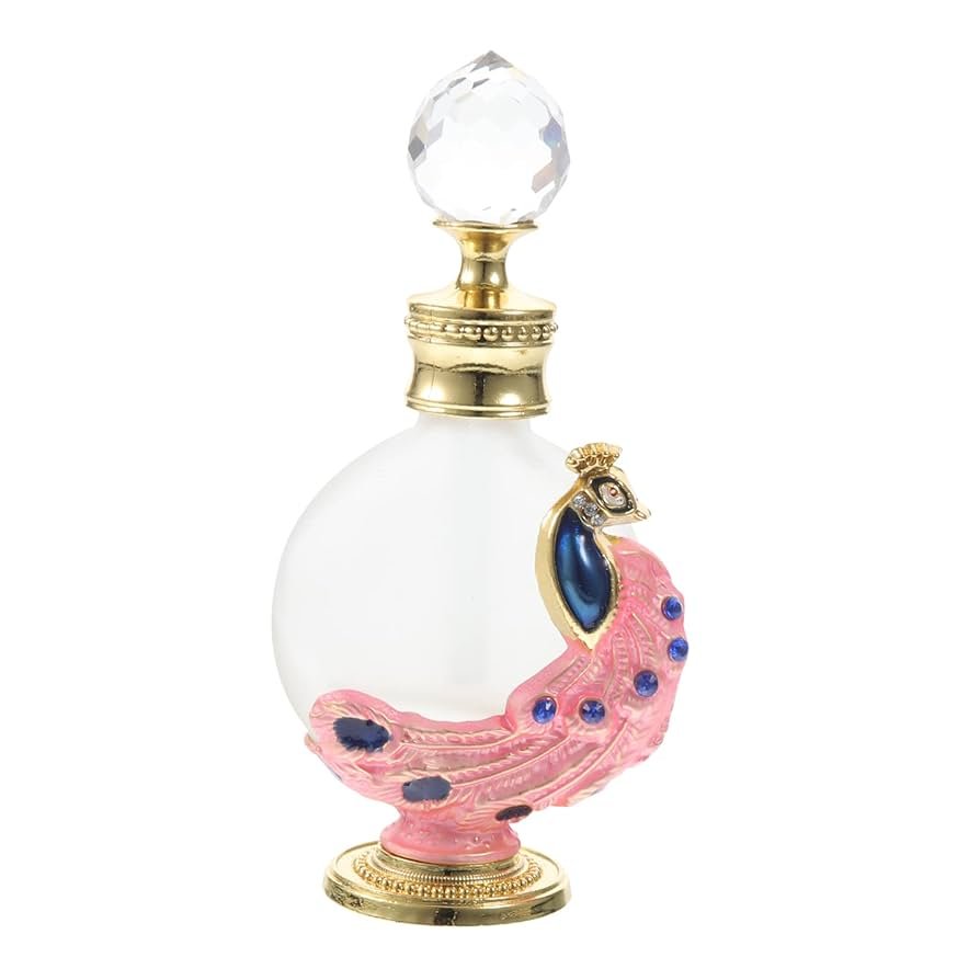 Frasco decorado com pav&atilde;o